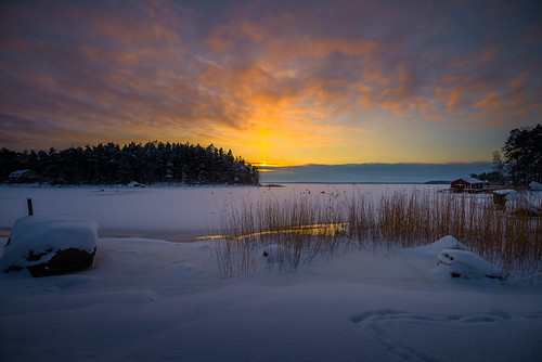 jyrki salmi vanhaniemi pyhtää finland winter evening sunset ice snow