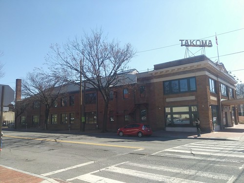 Side elevation, with windows punched into the former cinema section, Takoma Theatre, DC, renovated by Rock Creek Properties, and is no longer a cinema building