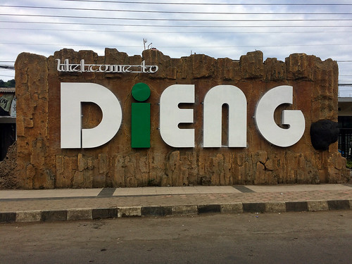 Large sign at Dieng Plateau