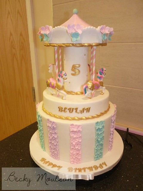 Carousel Cake with Hand Painted Horses by Becky Moulson
