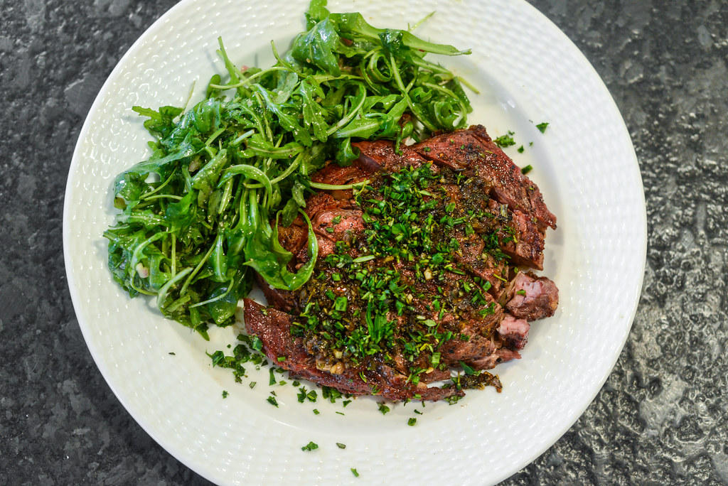 Grilled Ribeye with Brown Butter and Herb Sauce
