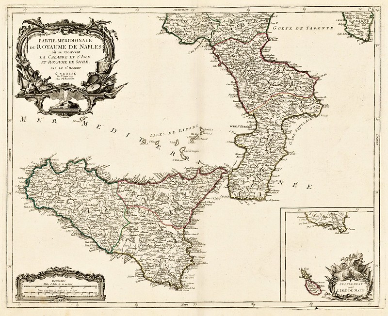Paolo Santini - Partie Meridionale du Royaume De Naples ou se trouvent La Calabre et L'Isle et Royaume de Sicile . . . 1779 [with] Supplement pur L'Isle De Malte
