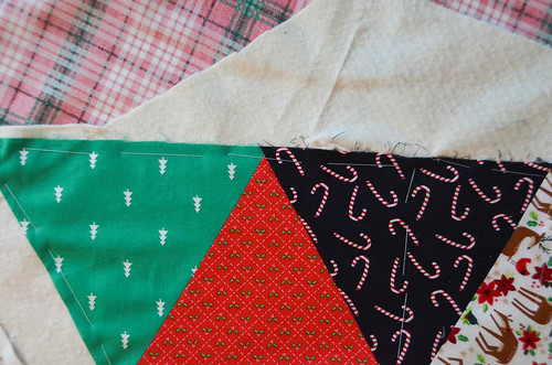 Quilt Sandwich - Baste the edge of the quilt. Alternatively, could use safety pins instead of thread and needle.