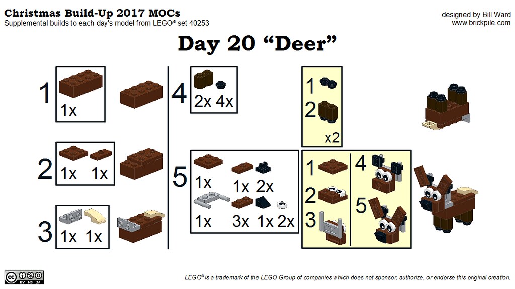 Christmas Build-Up 2017 Day 20 MOC "Deer" Instructions