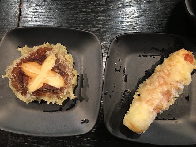 shiitake tempura and fish tempura