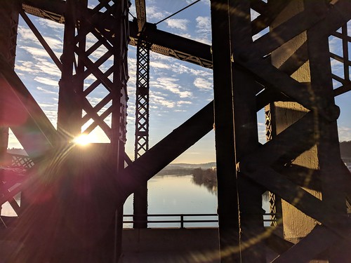sky sunrise sunburst metal industrial river bridge hotmetalbridge pixel