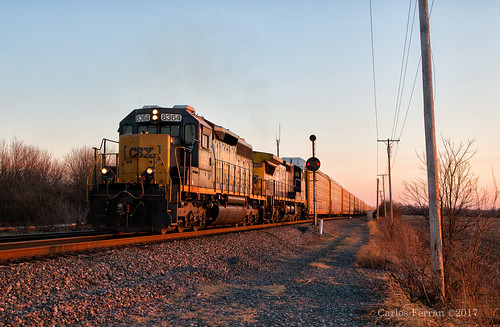 csx sunset sd402 ohio piqua cpl signal bo toledo subdivision emd locomotive train trains railroad rail road winter