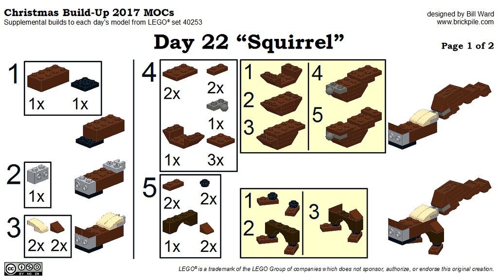 Christmas Build-Up 2017 Day 22 MOC "Squirrel" Instructions