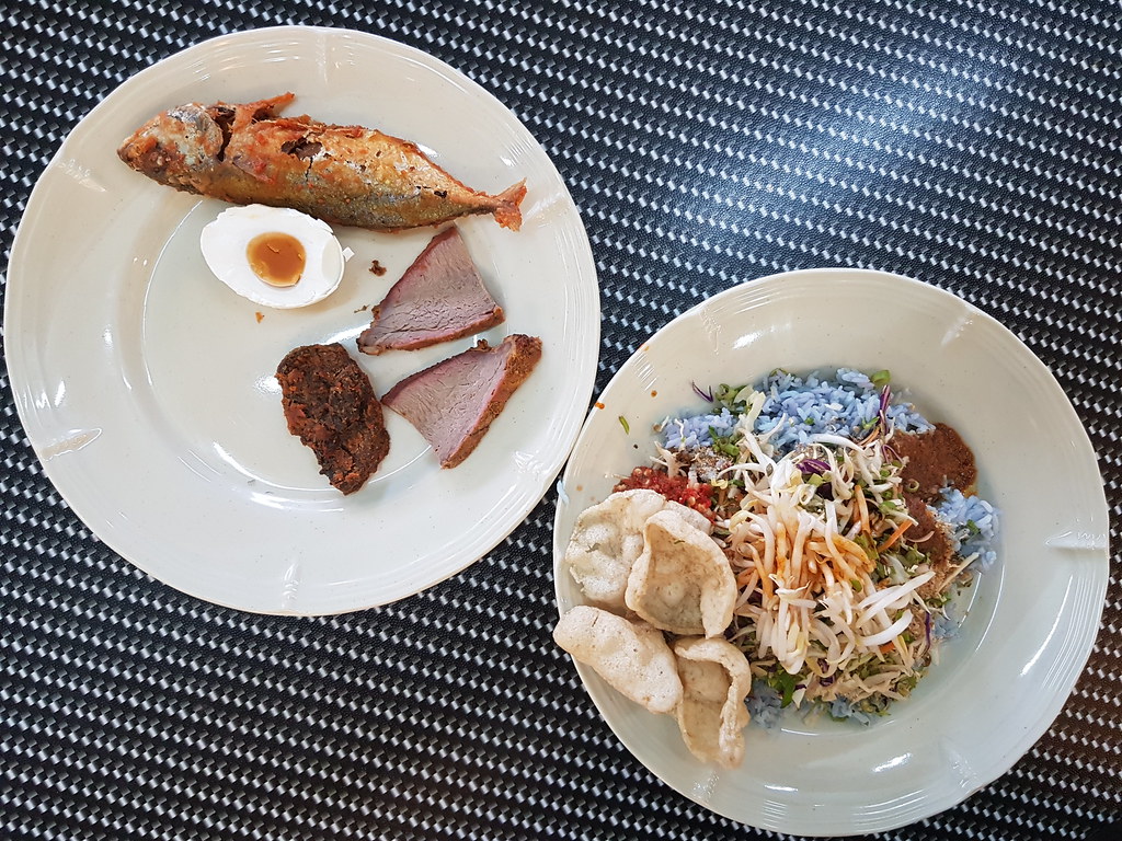 Nasi Kerabu w/Teh Tarik $12 @ Restoran Hatinie Shah Alam