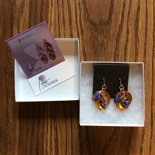 Paper Earrings - Petals to the Metal Purple Camo by Diana Ferguson Jewelry
