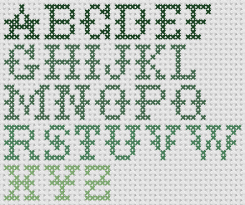 Preview of Cross Stitch Font: Serif Large Alphabets Set