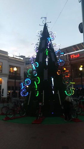 Christmas tree made up of bikes at the plaza on Ellsworth Avenue in Downtown Silver Spring (bicycle)