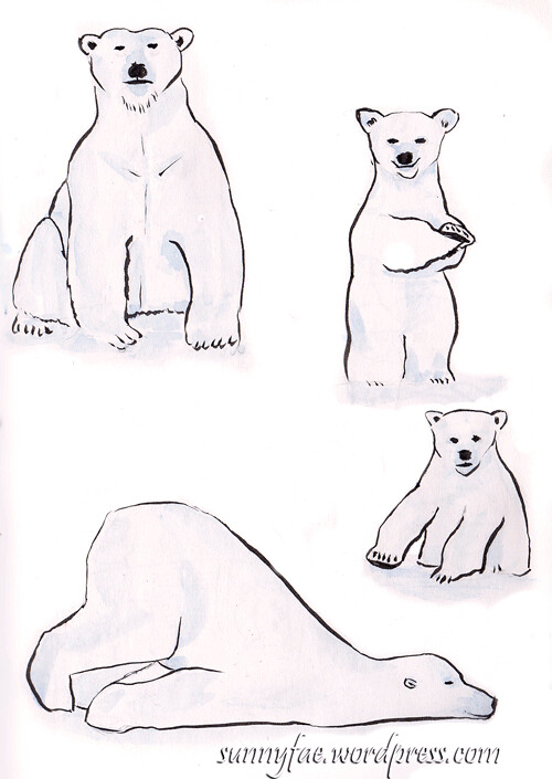 more polar bears brush pen sketch
