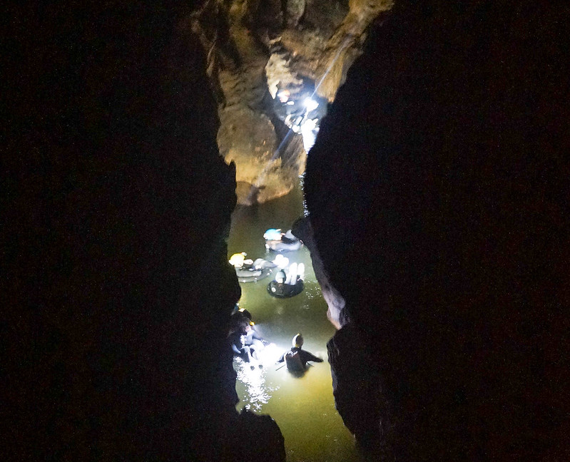 Another group doing cave rafting