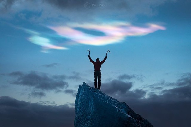 Mother-of-pearl clouds - also known as nacreous clouds or polar stratospheric clouds. I had witnessed them a few times at the high latitudes but had yet to really photograph them... until yesterday here in Iceland. What a treat to watch them glow above Je