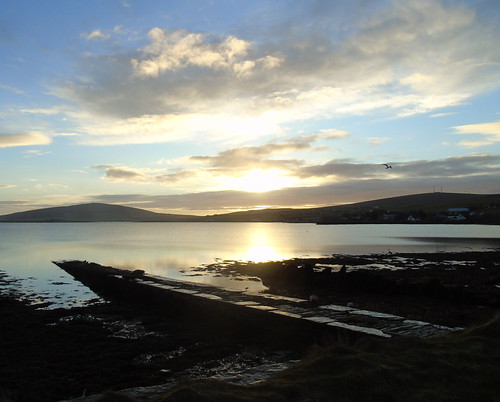 orkney island sunset scotland sea sony scenery sky still reflection beautiful bay blue finstown firth rocks