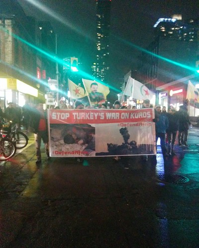 Protest against Turkey in Syria (7) #toronto #protest #march #kurdish #flags #kurd #turkey #syria #rojava #afrin #night #yongeandwellesley