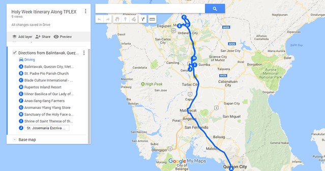 holy week trip google map