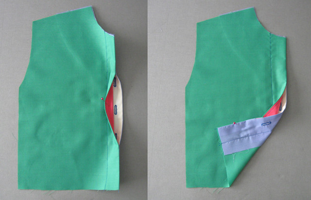 Hidden buttonhole placket example
