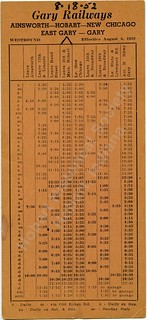 2018-2-12. 1952-8-18 Gary Railways Bus Schedule - Westbound - Gary-Ainsworth