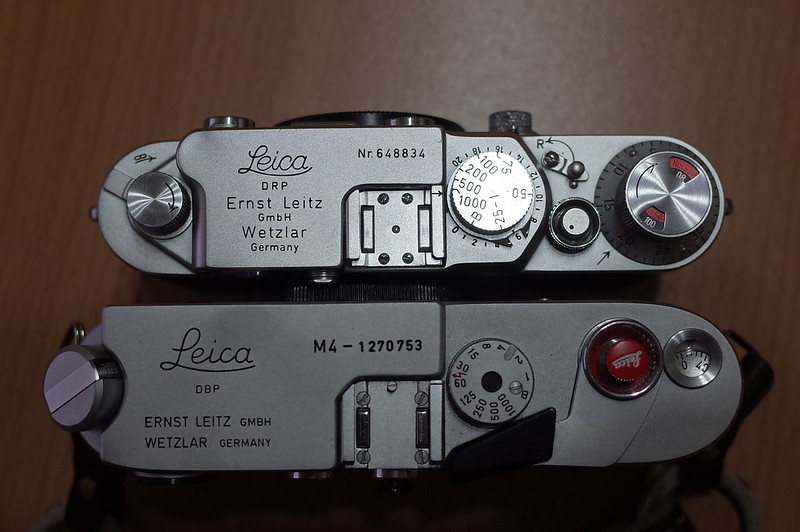 Laica Ⅲf、Leica M4大きさ比較上部