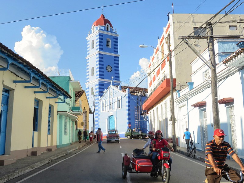 A street view of Sancti Spiritus church, Cuba