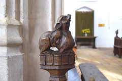 bench end: fox and goose (15th Century)