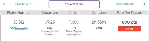 Manila to Taipei June 2, 2018 Cebu Pacific Air GetGo Promo