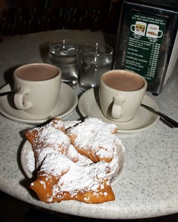 Table with beignets for two
