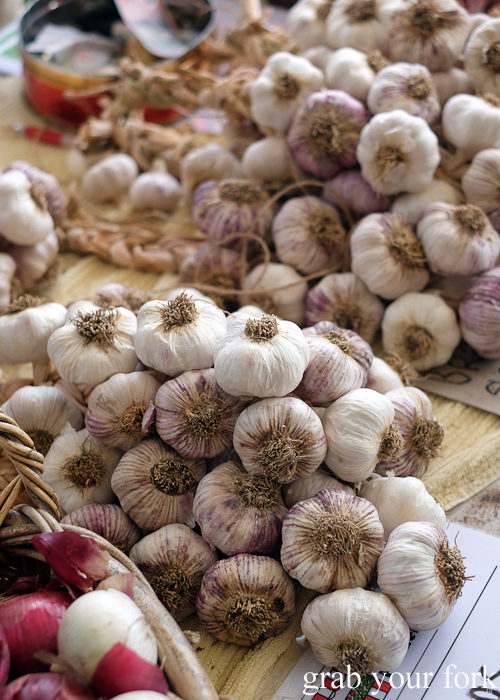 Braided garlic by Gumly Garlic at Southside Farmers Market in Canberra