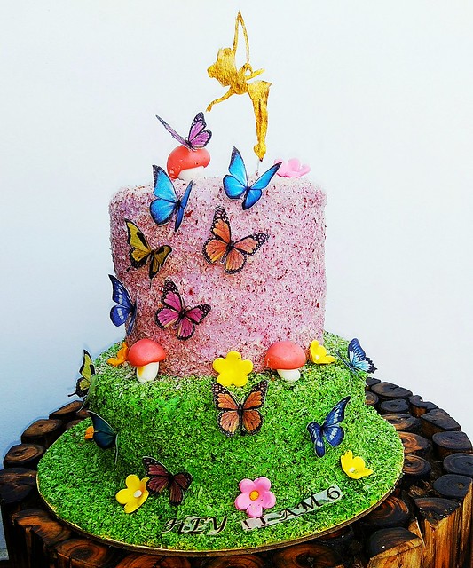 Fairy and butterflies theme cake by Rachana Sandeep