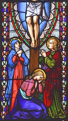 Blessed Virgin, St John and Mary Magdalene at the foot of the cross (O'Connors, 1854)