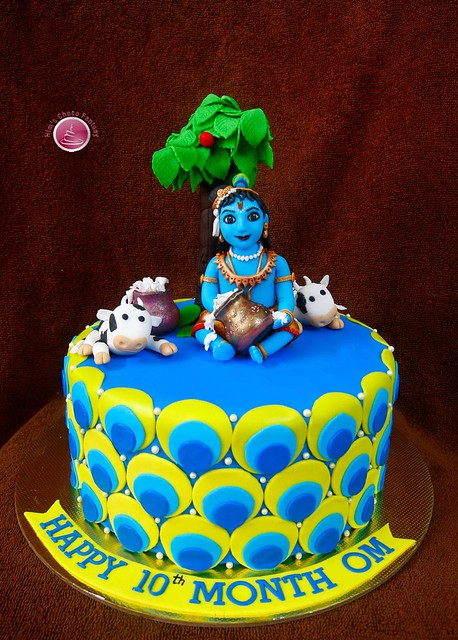 Lord Krishna Themed Birthday Cake by Nimmy Raghu of Nim's Choco Fantasy