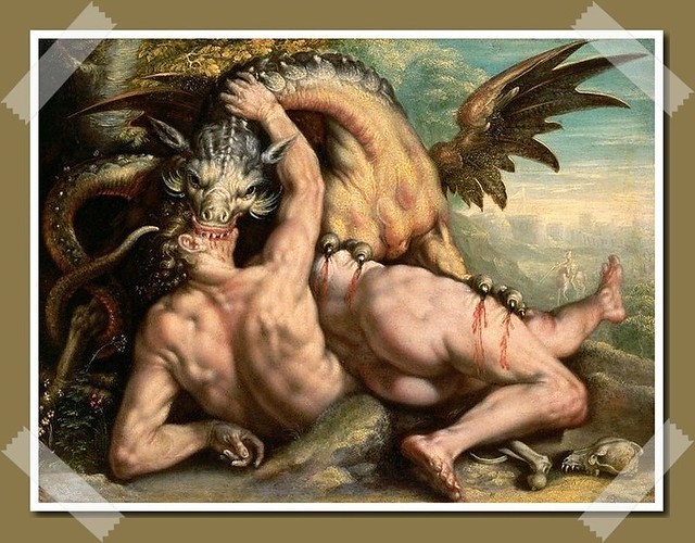 Dragon kills the companions of Cadmus.