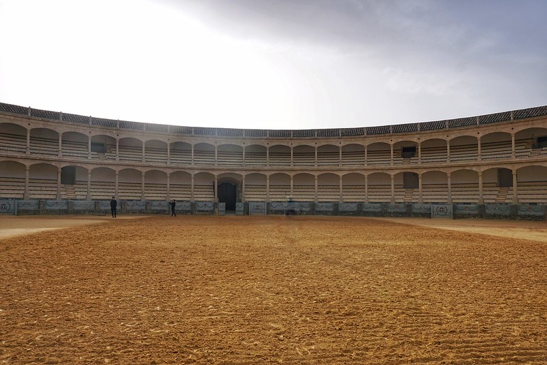 A quiet Plaza del Toros bullring in Ronda, Spain