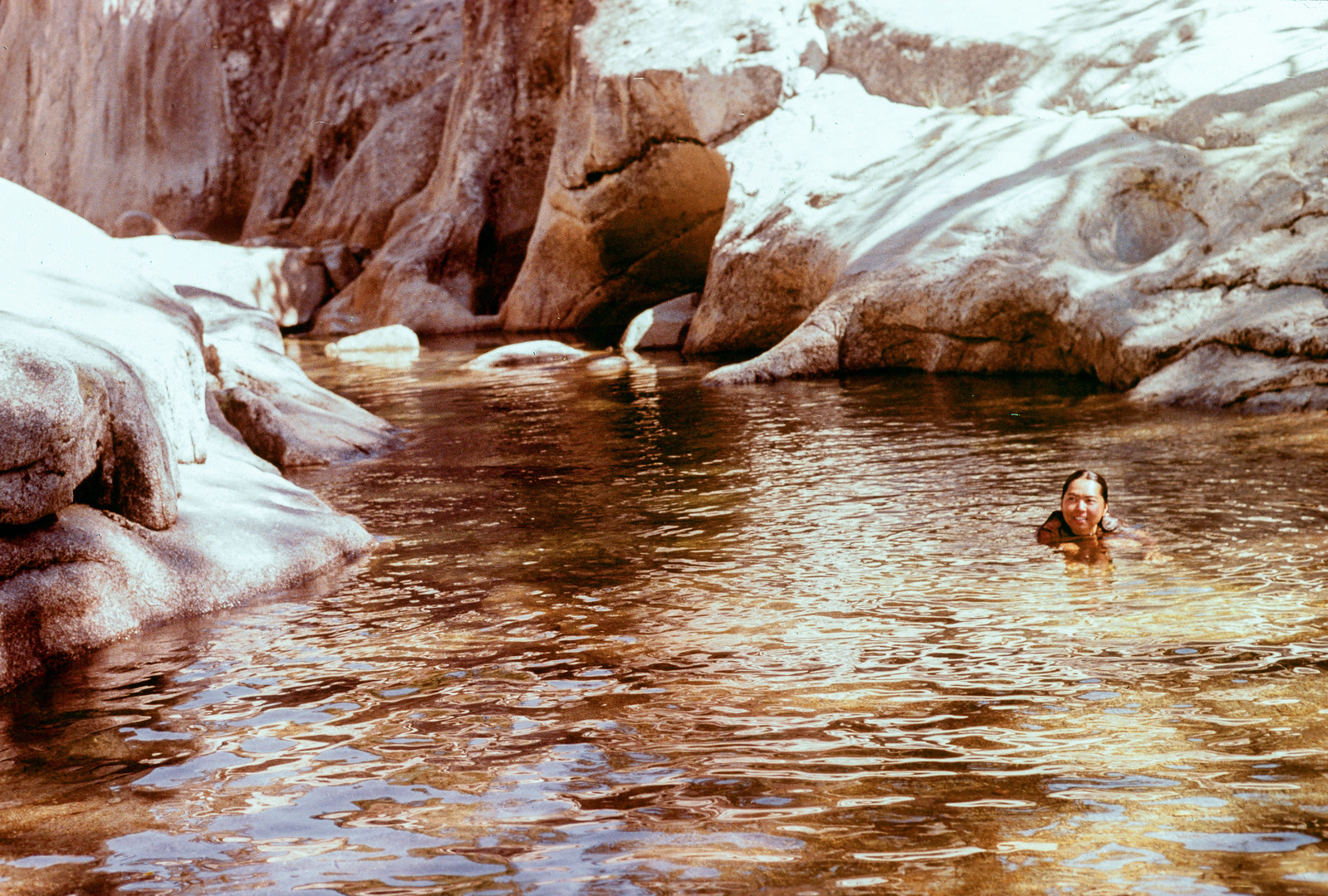 Faye swimming in Yosemite Creek