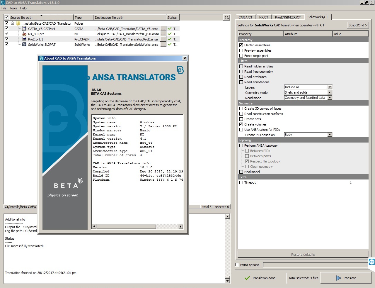 Working with BETA CAE CAD Translator 18.1.0 full