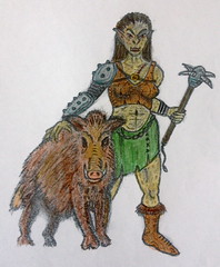 Boar with Orc Handler