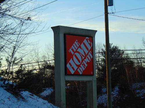 home depot north windham connecticut january 2 2018 winter road sign sunset