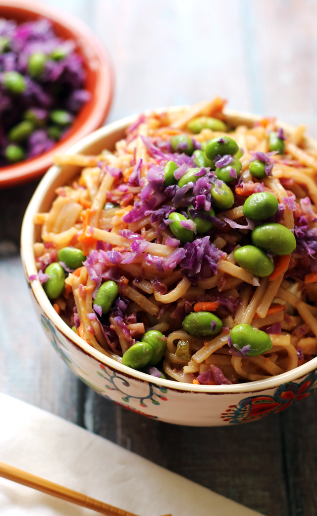 Spicy Peanut Rice Noodle Bowls with Curried Peanut Sauce
