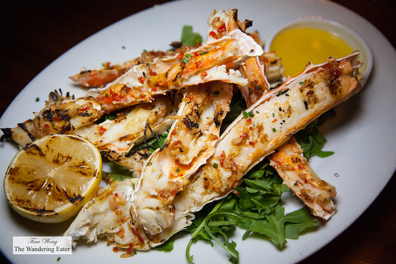 Grilled King crab legs and side of melted butter