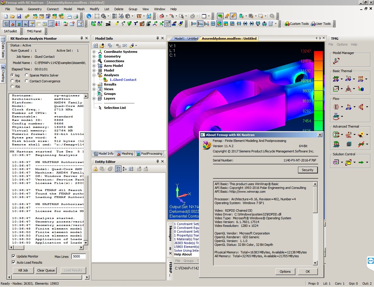Working with Siemens FEMAP v11.4.2 with NX Nastran full license