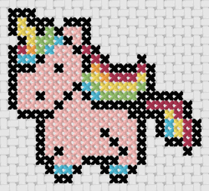 Preview of Free simple cross stitch patterns: Rainbow Unicorn