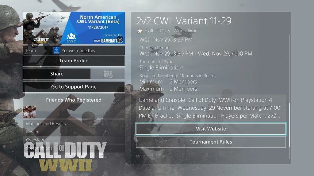 Call of Duty WWII: Tournaments on PS4