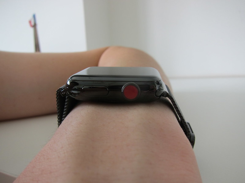 Apple Watch Series 3 Space Black Stainless Steel Case with Space Black Milanese Loop - On Wrist
