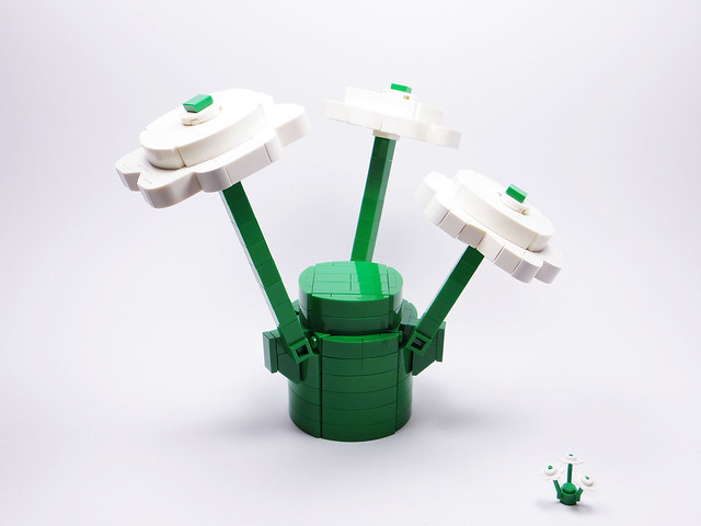 LEGO White Flower Plants with Green Stems 1x1