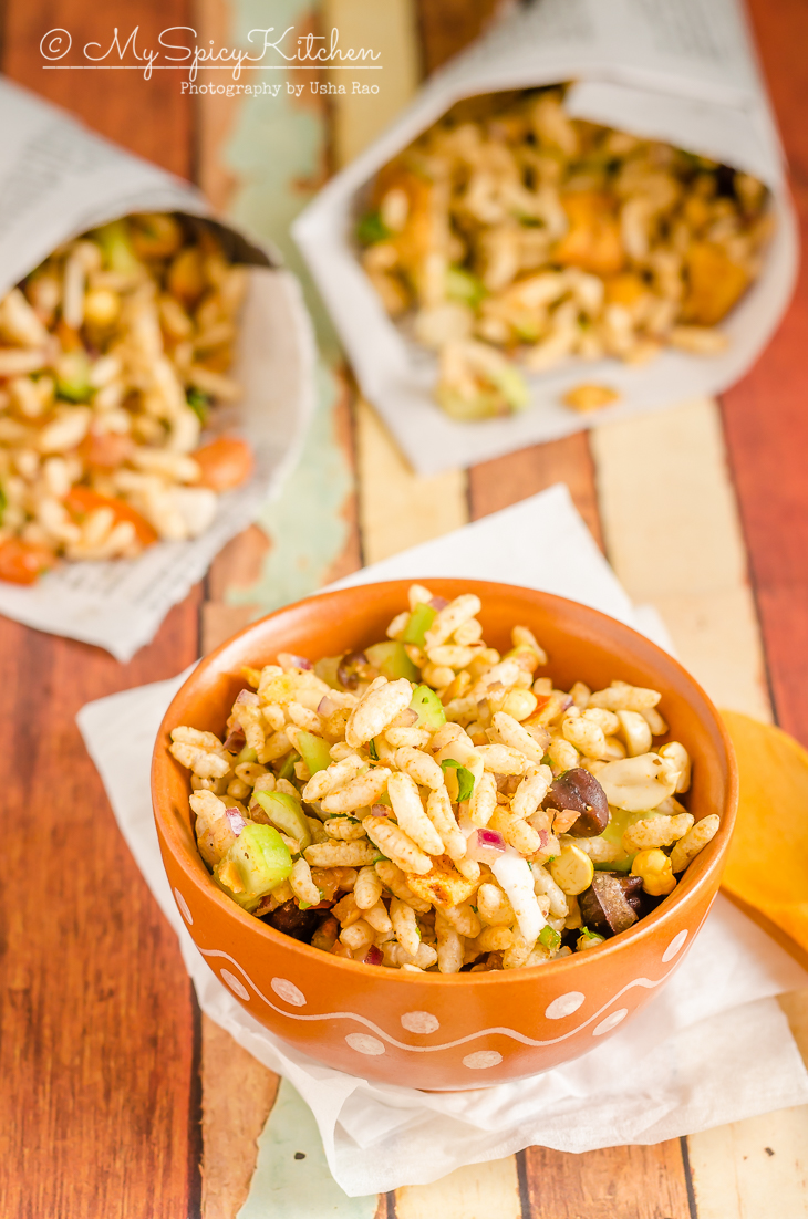 Jhal Muri Spicy Puffed Rice, Jhal muri is spicy puffed rice and a street food from India. 