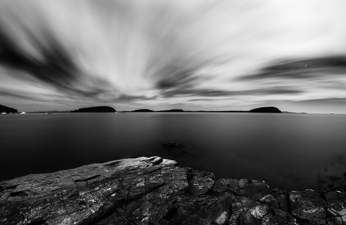 maine newengland harbor barharbor bahhabbahh rocks le longexposure night nighttime clouds water port boats boat island bw 17mm canon 50d 9stop nd ndfilter 256 256seconds