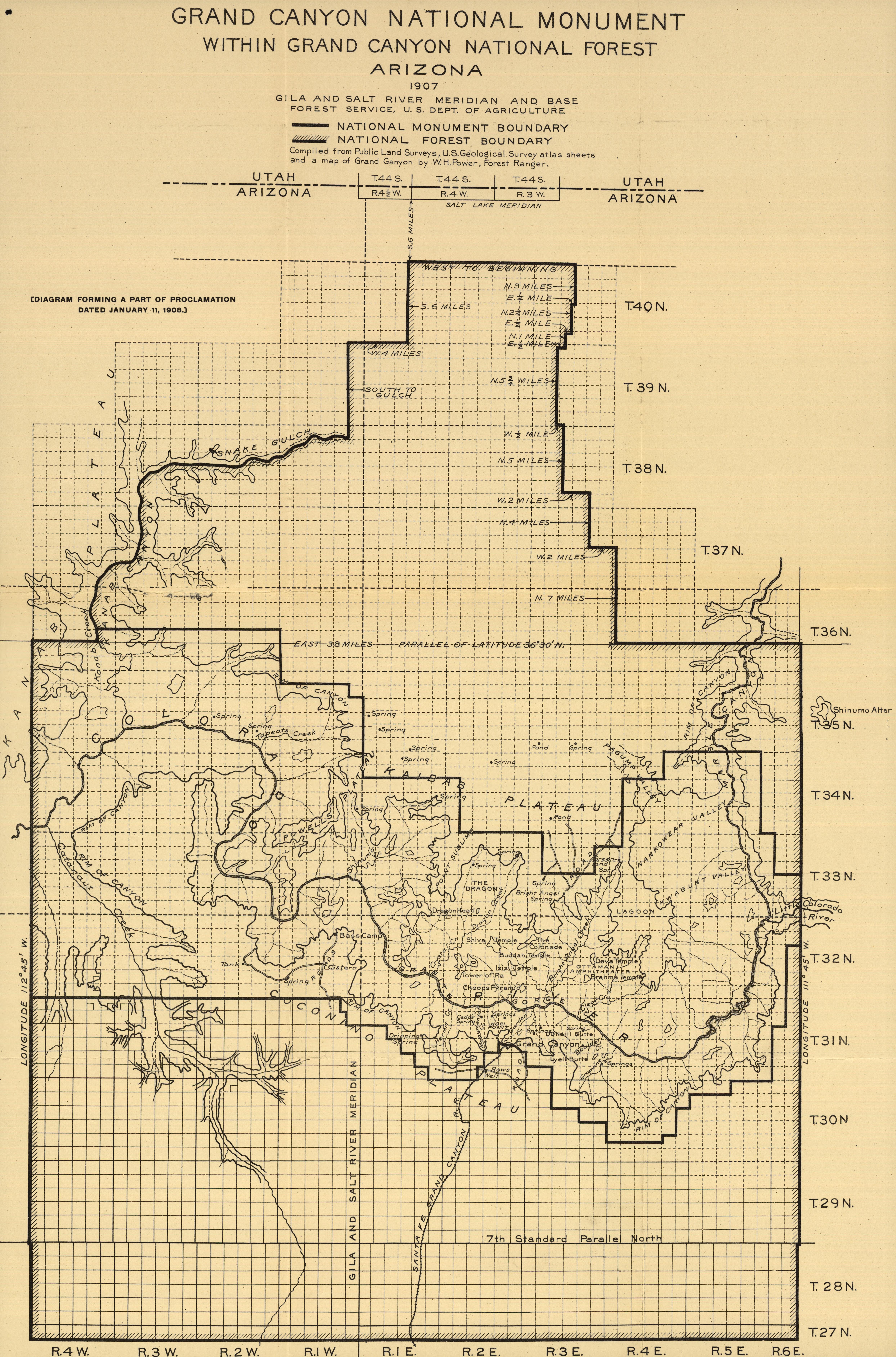 Map of the Grand Canyon National Monument, 1908.