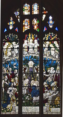 healing the sick (Ward & Hughes for Anne Elizabeth Greene, 1913) with composite 15th Century glass above